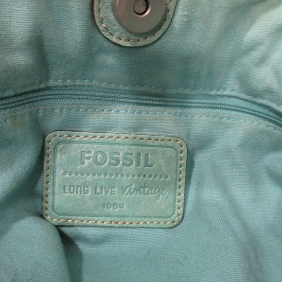 **FOSSIL Mint Green Distressed Leather Satchel - Picture 4 of 9